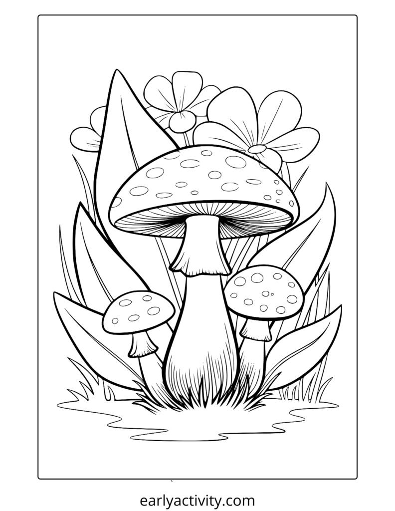11aesthetic mushroom coloring page