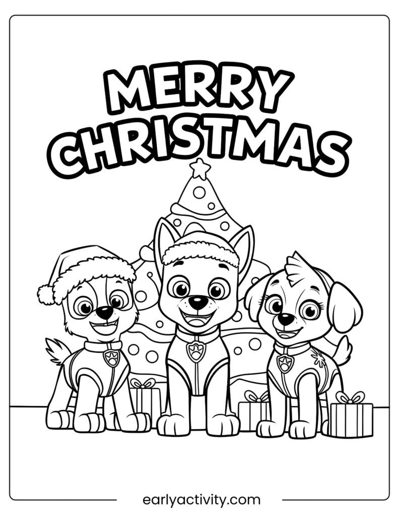 12 paw patrol Christmas Color page .pdf