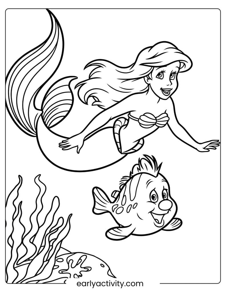 12Ariel and Flounder Undersea Coloring page .pdf