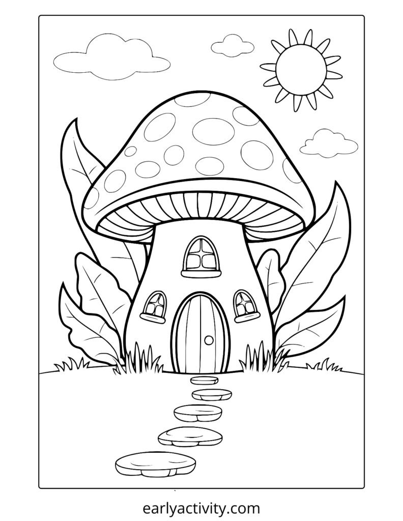 12cute mushroom coloring page