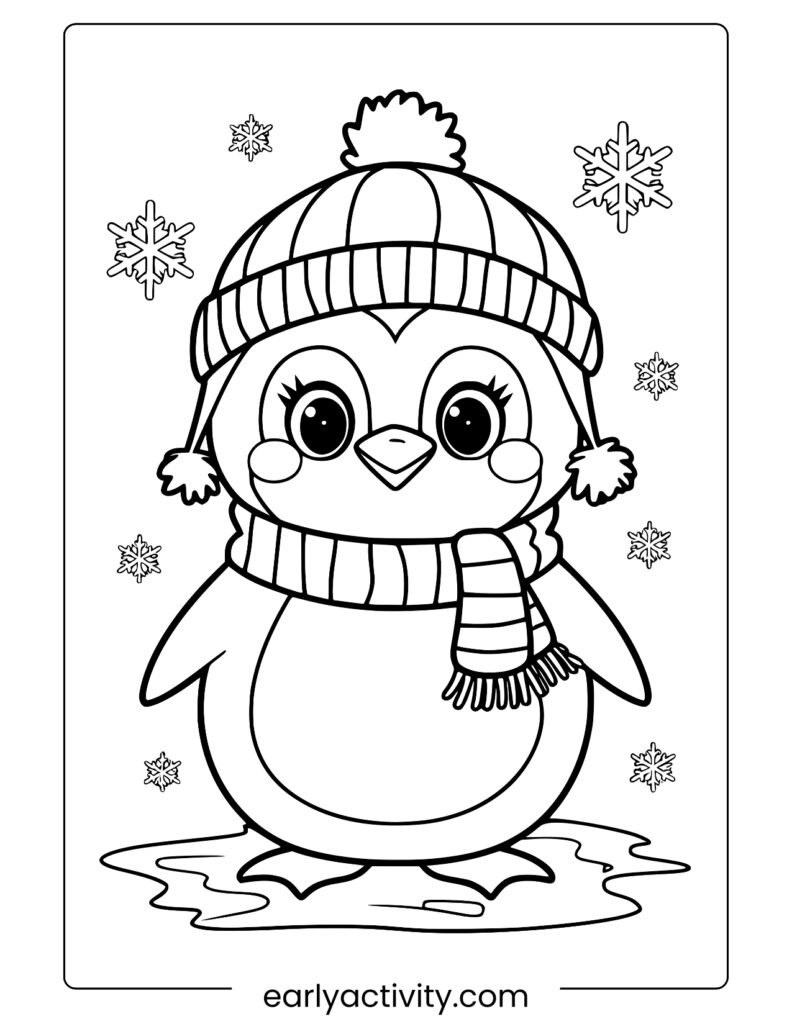 13winter penguin coloring page