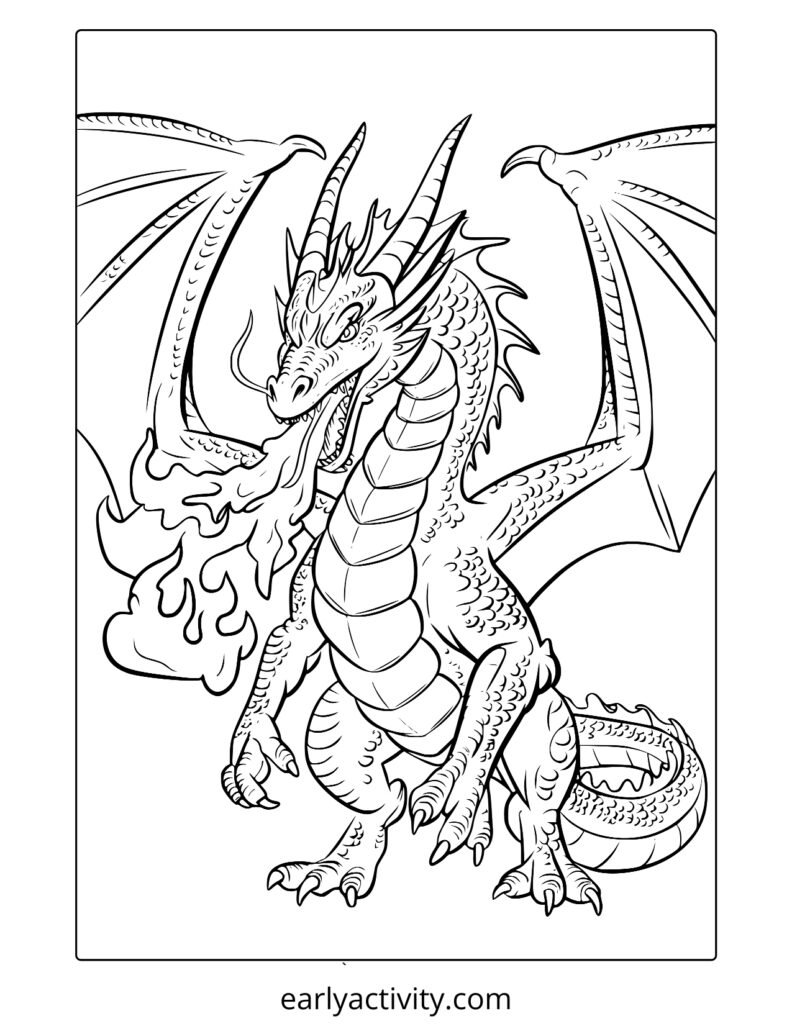 14_fire breathing dragon coloring page