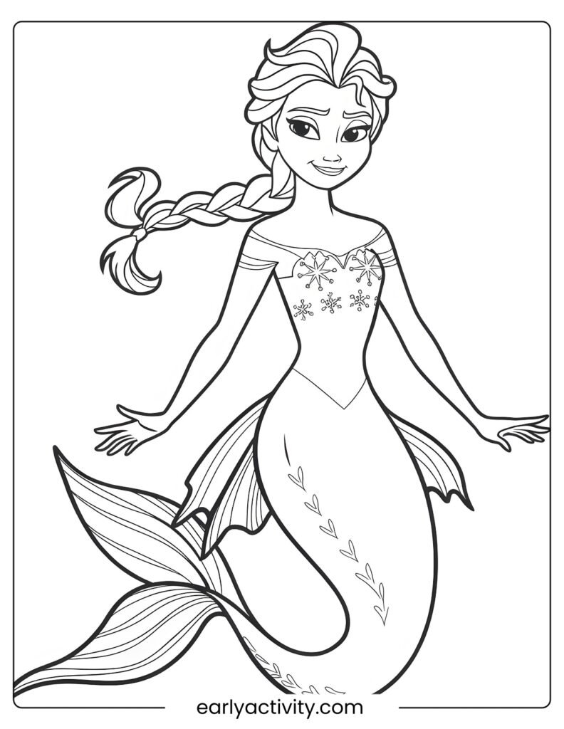 15_ elsa Mermaid Coloring page 1pdf