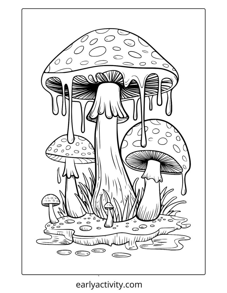 15hippie mushroom coloring page