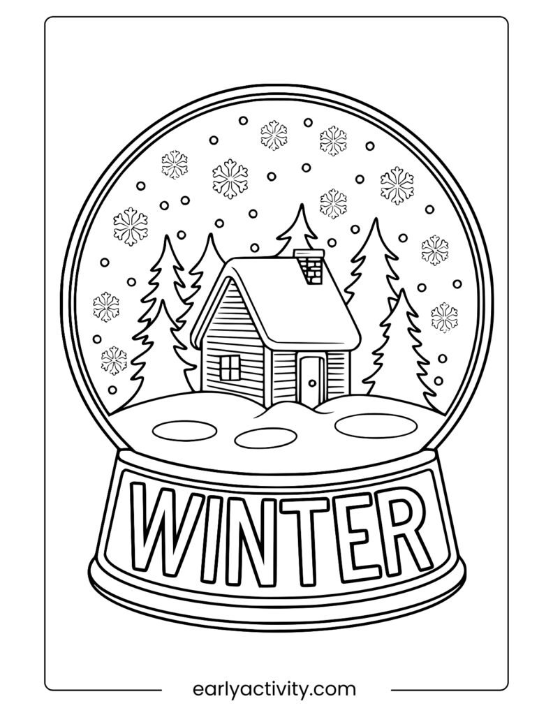 15winter Snow globe coloring page