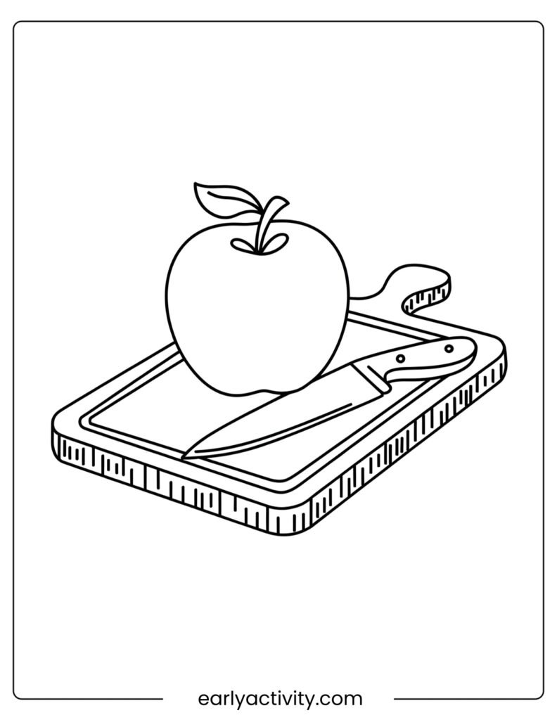 16Apple on a Rustic Wooden Cutting Brand with a Knife