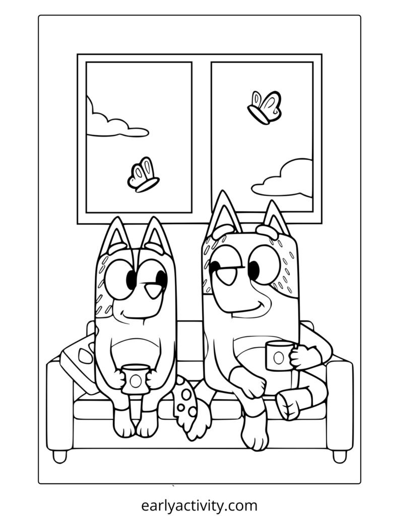 17_ Bluey Dad Bandit And Mum chilli Coloring page .pdf
