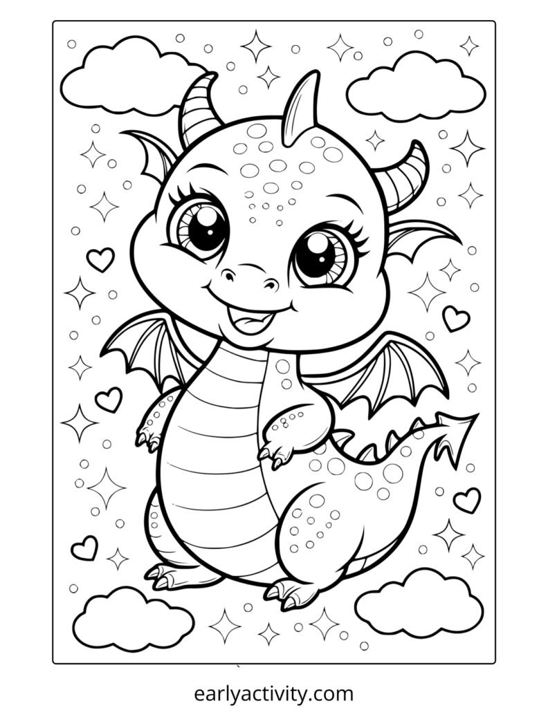 17_kawaii cute dragon coloring page