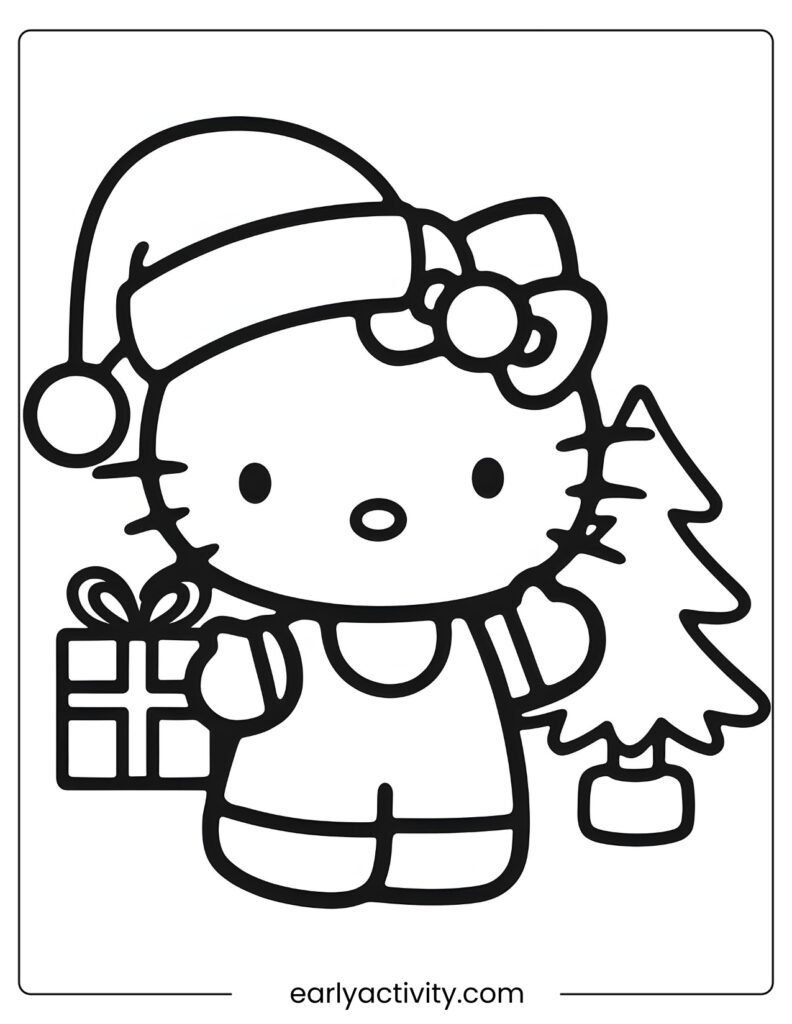 1_ christmas Hello kitty coloring page