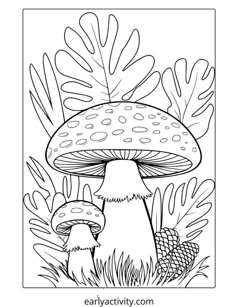 1_ mushroom forest coloring page
