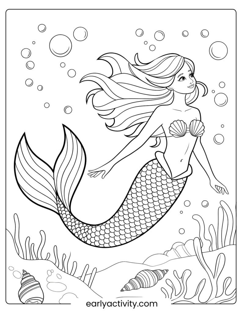 21_ pretty Mermaid Coloring page .pdf