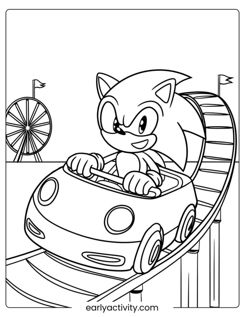 25_Sonic Roller Coaster Ride in an amusement colouring page .pdf