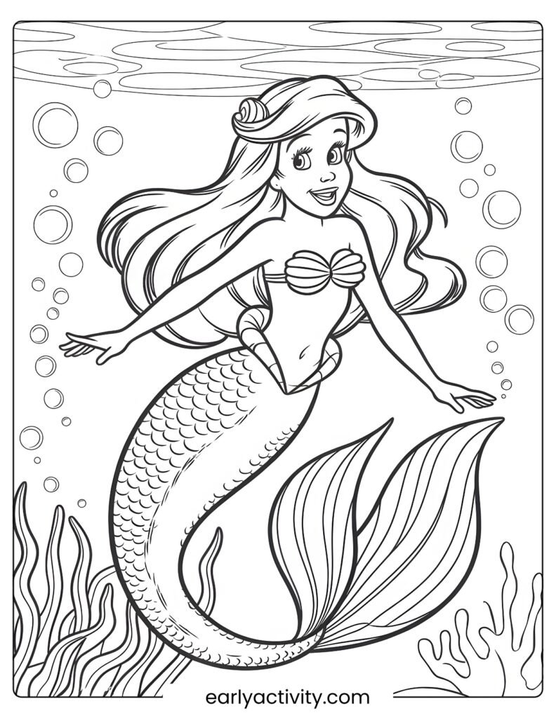 28_ ariel Mermaid tale Coloring page 2 pdf