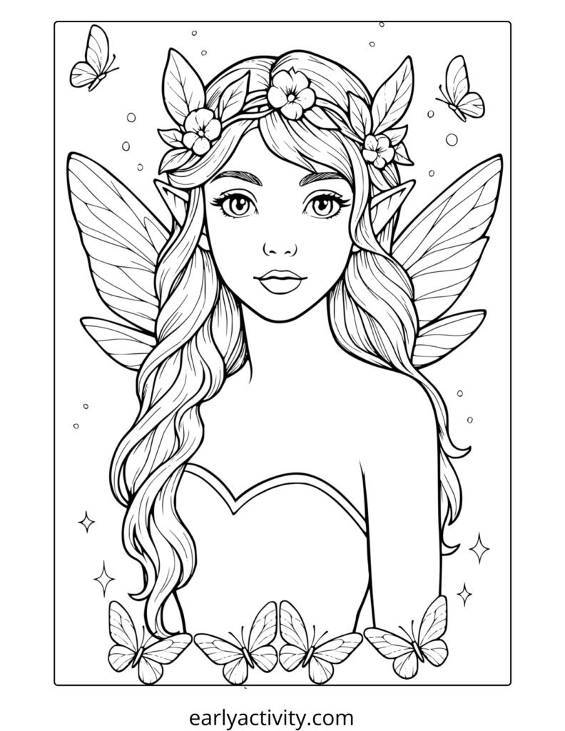 28adorable fairy coloring page