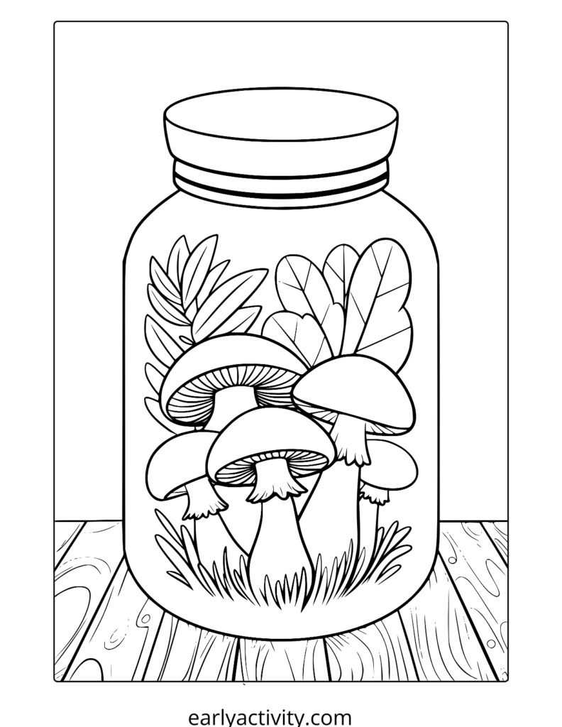 2_ mushroom in a jar coloring page