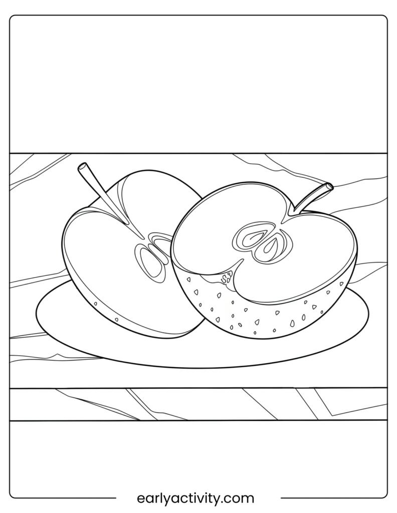 2_Half Sliced Apple resting on a Marbie Kitchen counter