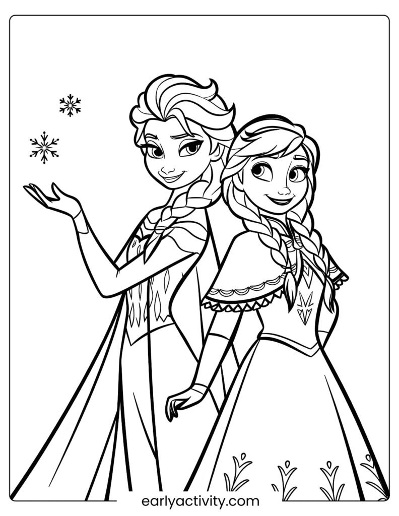 33 Elsa and Anna Winter Fun colouring page .pdf