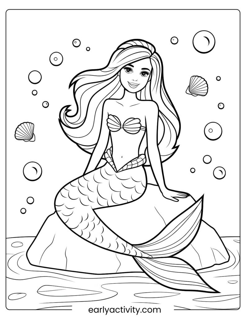 34_ barbie Mermaid Coloring page 2 pdf