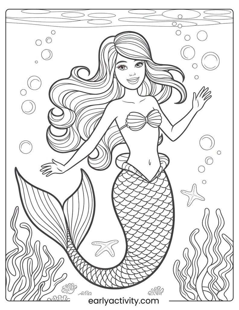 35_ barbie Mermaid Coloring page 4 pdf