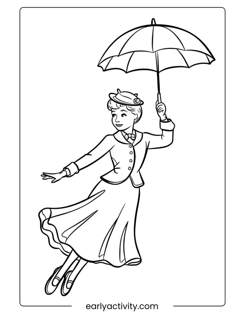 37Mary Poppins Floating with Umbrella colouring page .pdf