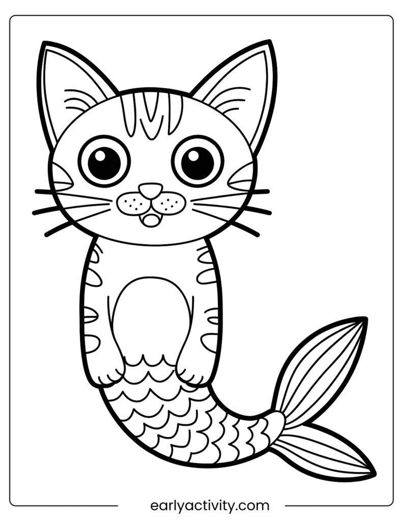 37_ cat Mermaid Coloring page 3 pdf