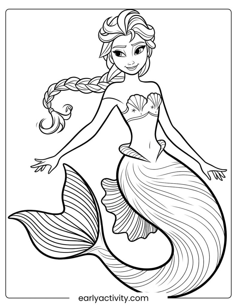 39_ elsa Mermaid Coloring page 3 pdf