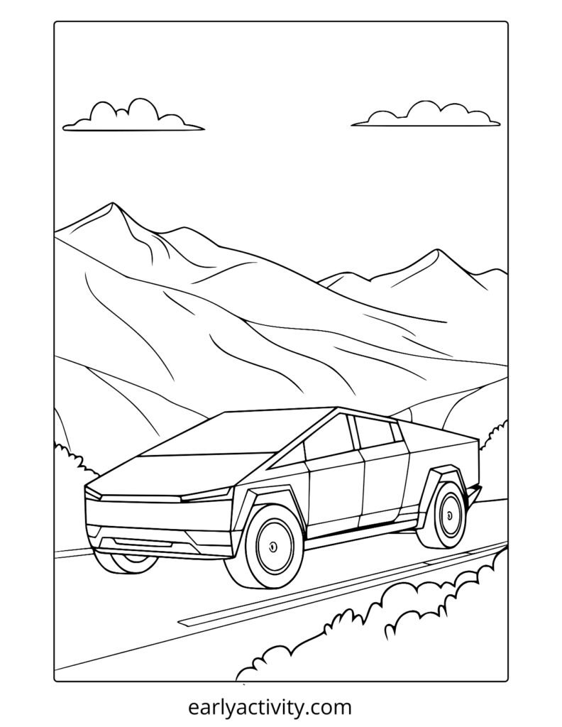 41 Telsa cyber truck coloring page