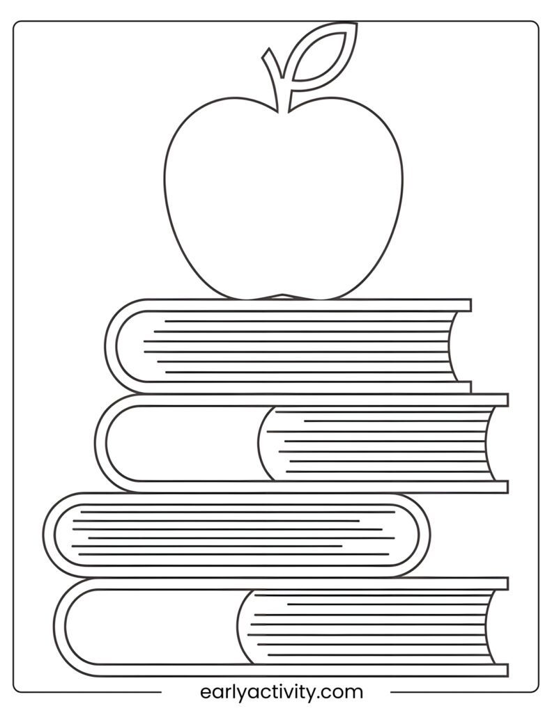 5_Stack of Books with an Apple Balnced on Top