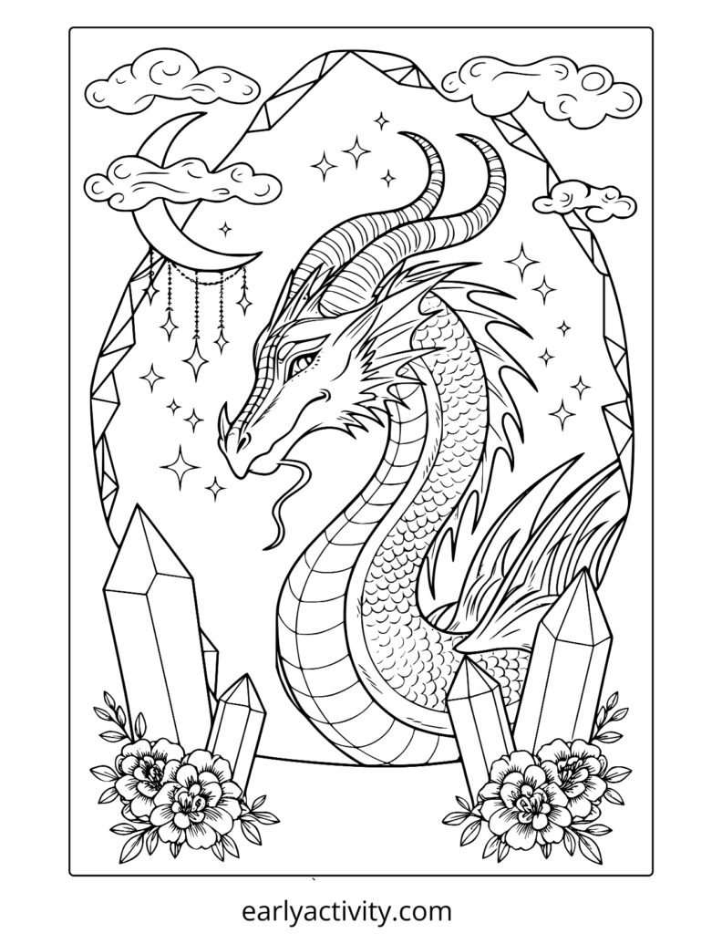6_ awesome dragon coloring page