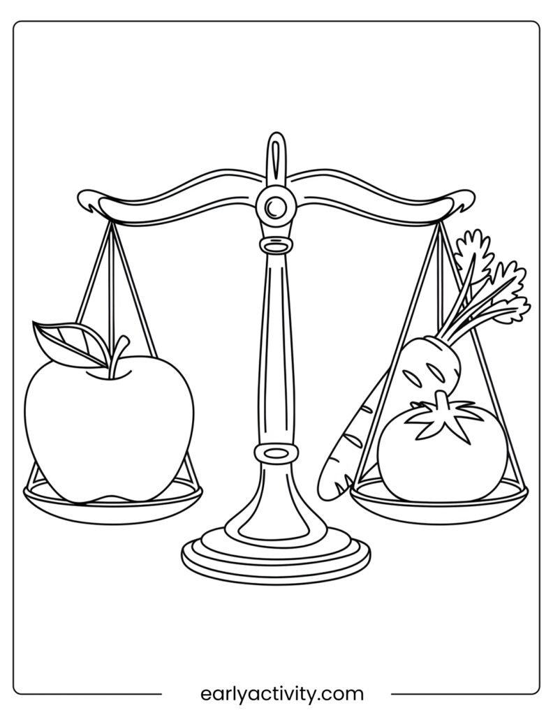 8Apple Balanced on aScale with Fresh Veggies