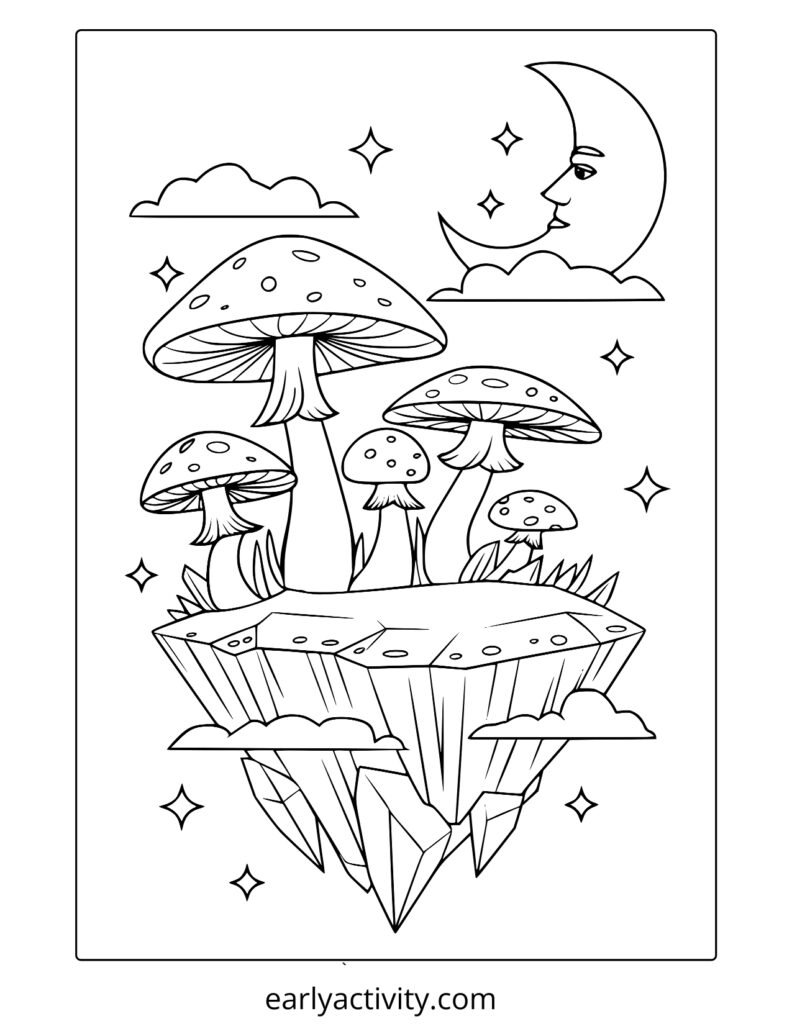 8_ magic mushroom planet coloring page