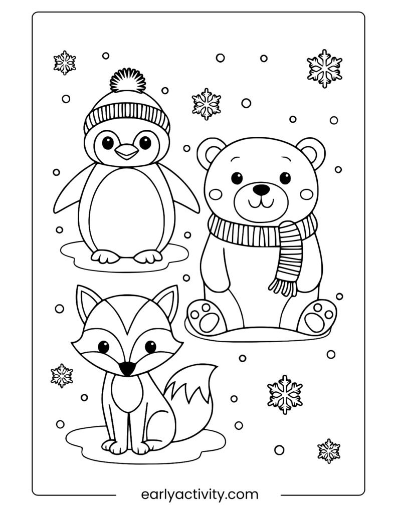 8winter animal coloring page