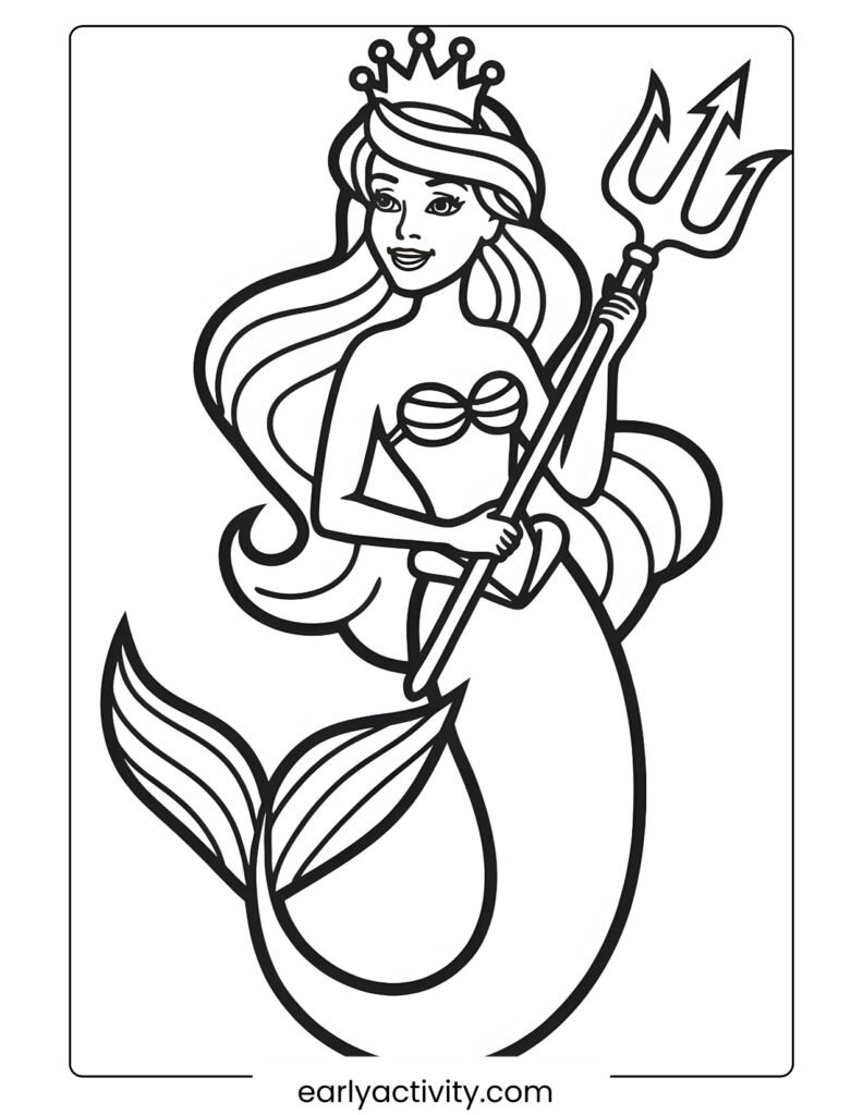 _9 Mermaid princess Holding a magic Trident Coloring page .pdf