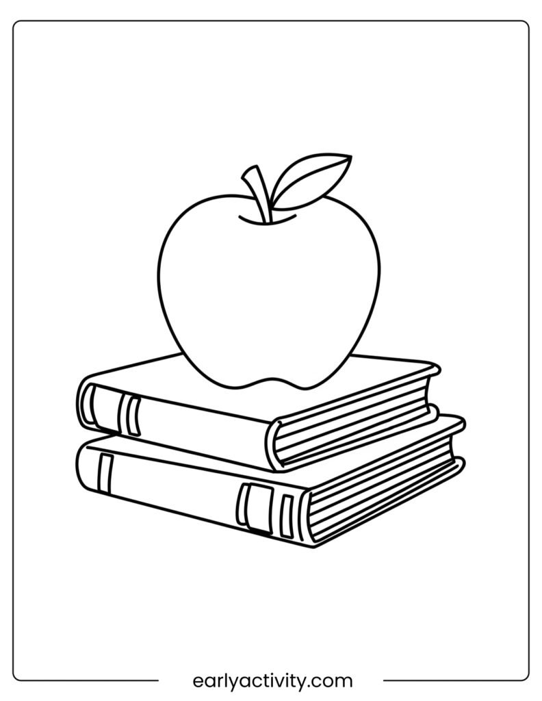 9Apple Balanced on Top of a apile of vintage Books