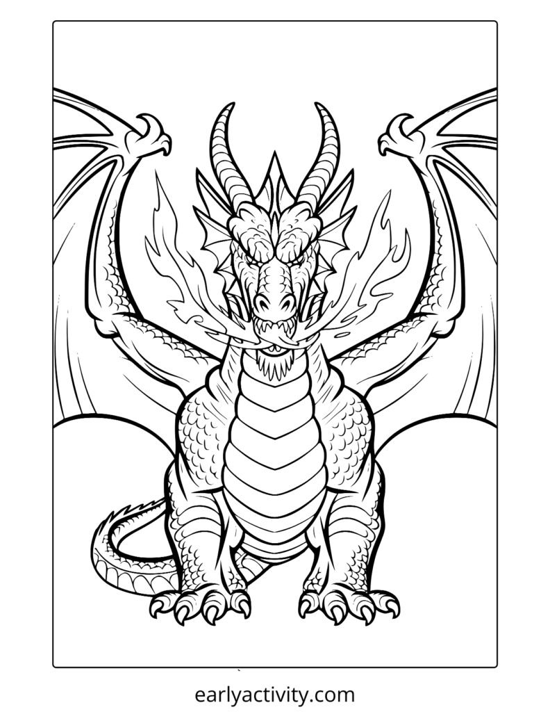 9_ dragon fire coloring page