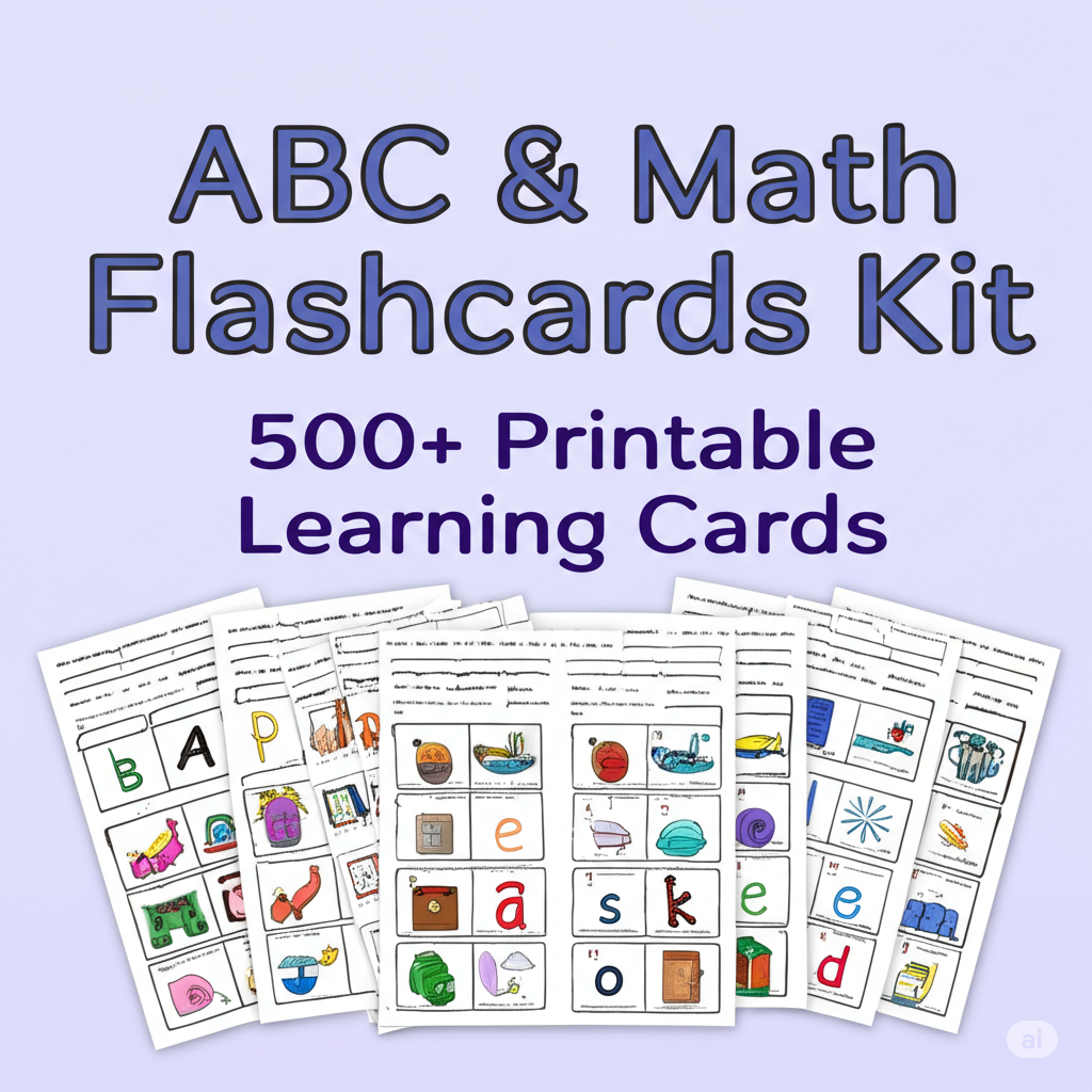 ABC & Math Flashcards Kit: 500+ Printable Learning Cards
