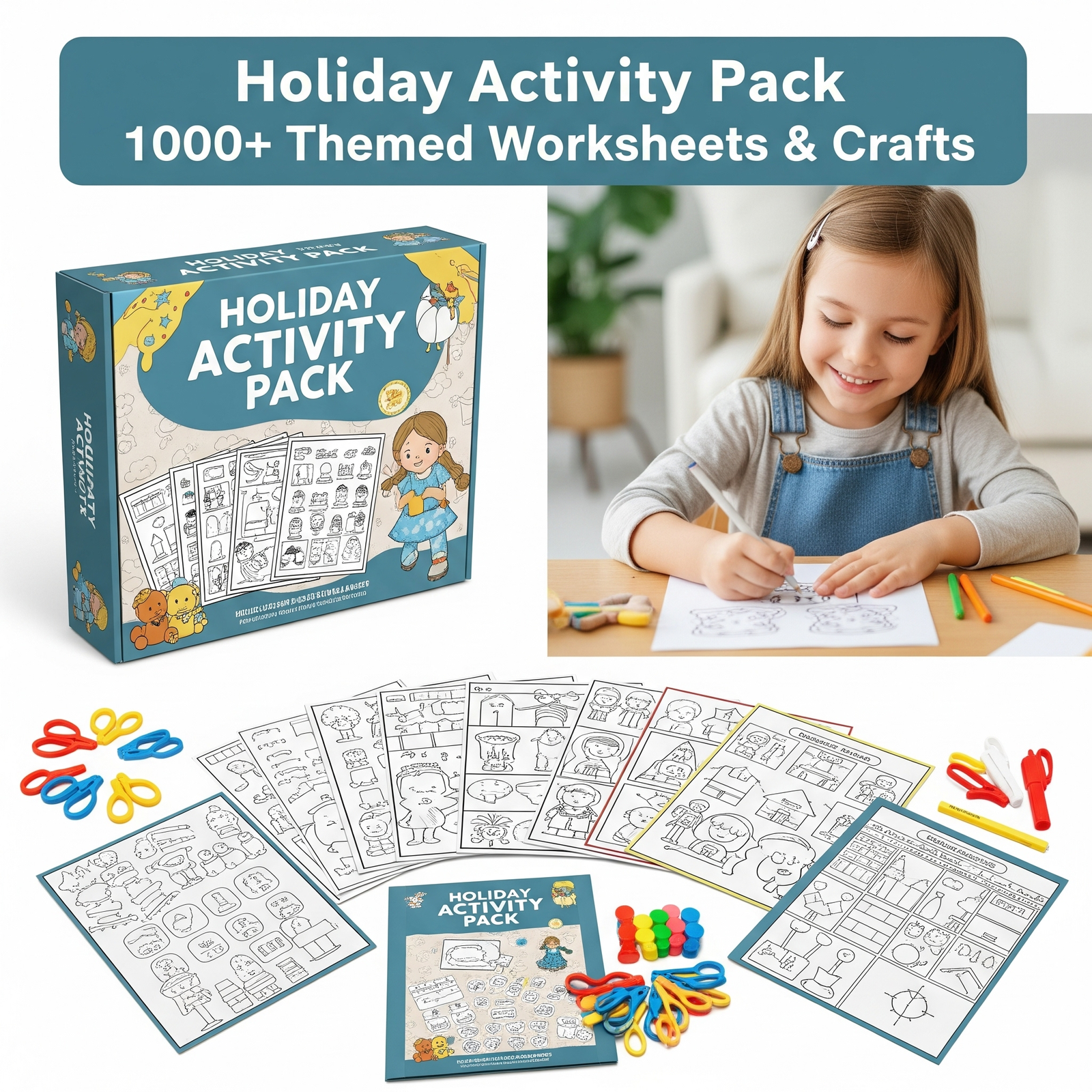 Holiday Activity Pack: 1000+ Themed Worksheets & Crafts